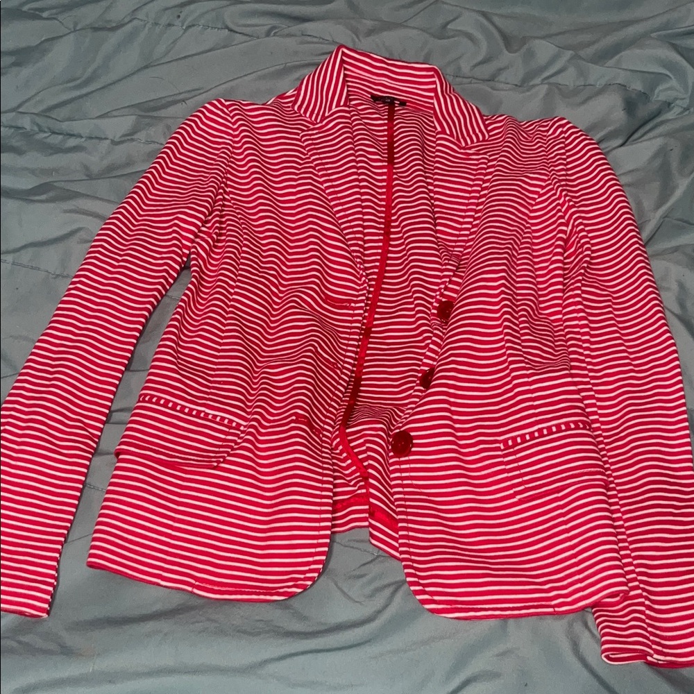 Red and white blazer